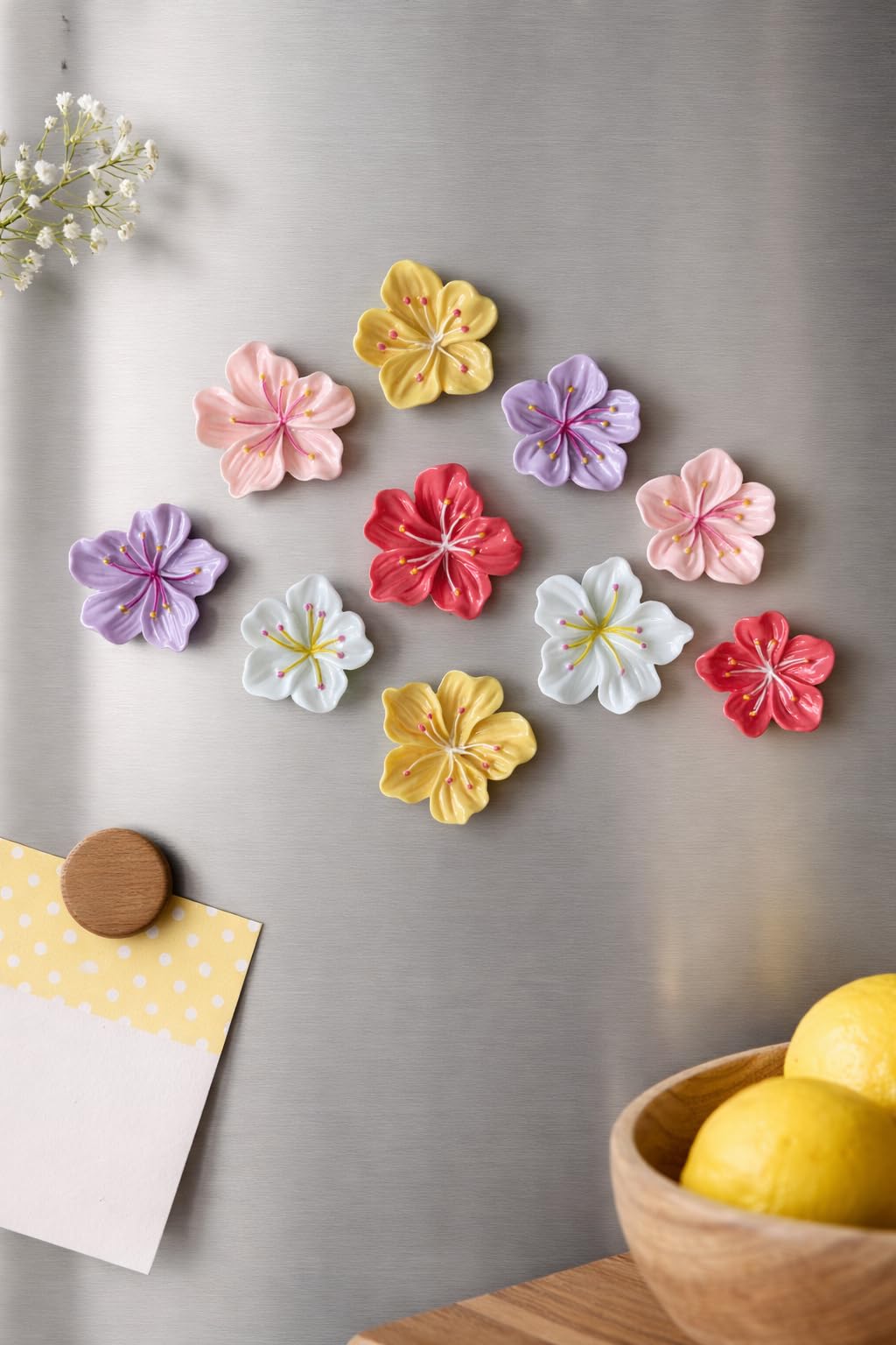 Colorful Flower Fridge Magnets Set – Cute Floral Decorative Magnets for Refrigerator, Home Kitchen, Office Decor, Strong Hold Mini Resin Flower Magnets-image-32
