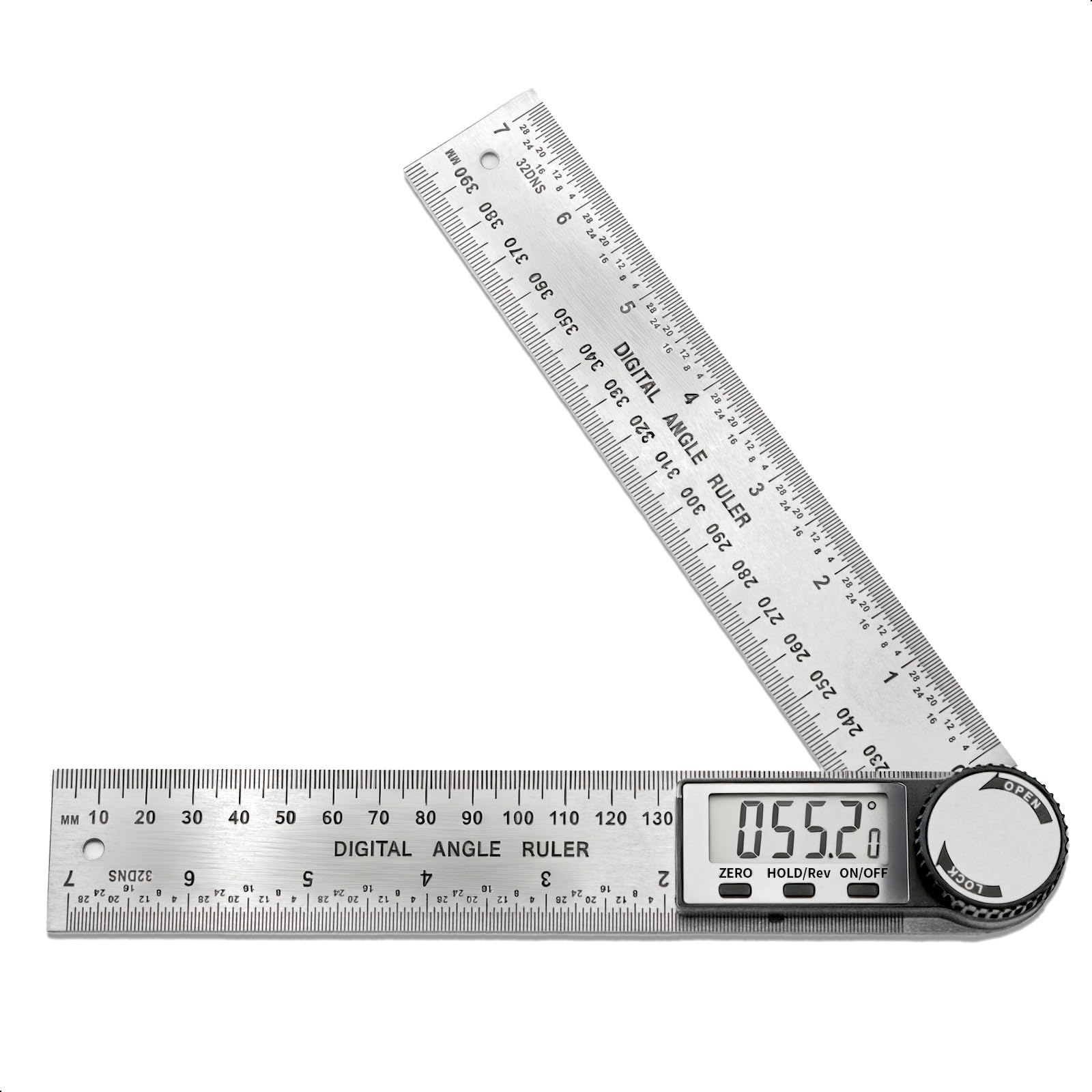 Digital Angle Finder, 2 in 1 Digital Angle Gauge 7 inch/200mm Stainless steel tool kit for Carpenter/Woodworking/DIY Tools