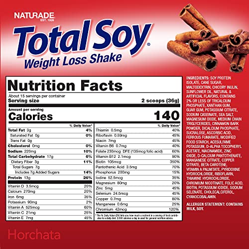 Naturade Total Soy Protein Powder And Meal Replacement Shakes, Horchata (15 Servings) #TOP5