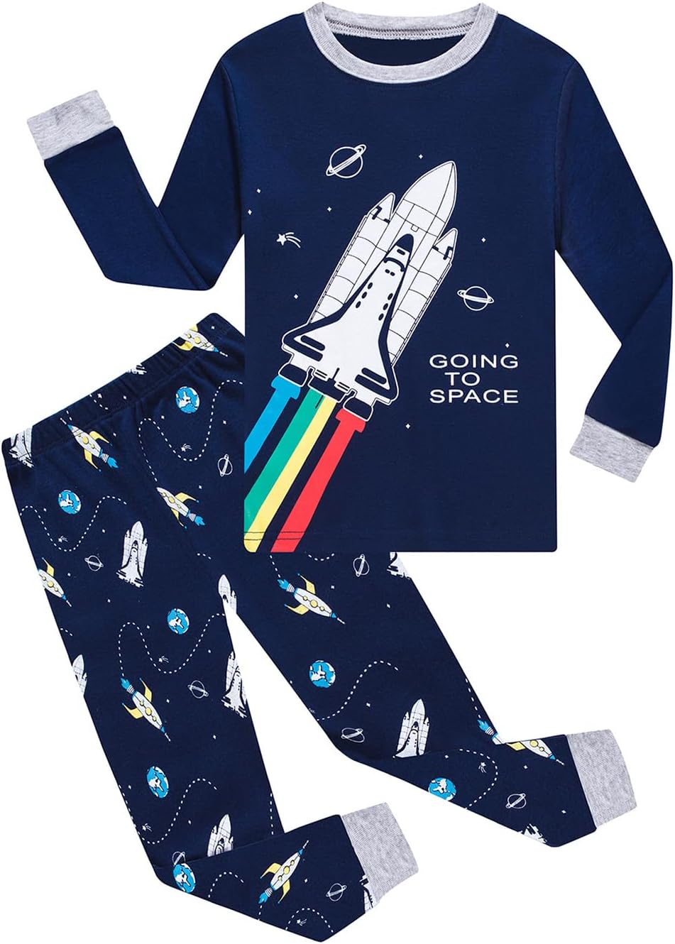 Cotton 4 Piece Pajamas Boys Long Sleeve Sets Toddler Boys Pjs Kids Sleepwear Sets - Image 2