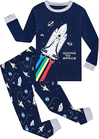 Little bety Boys 4 Piece Cotton Pajamas Long Sleeve Toddlers Pjs 24M-12Year