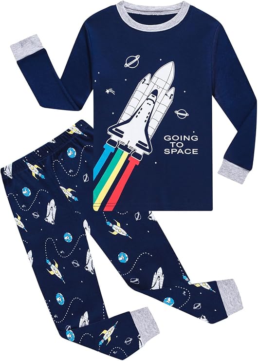 Little bety Boys 4 Piece Cotton Pajamas Long Sleeve Toddlers Pjs 24M-12Year