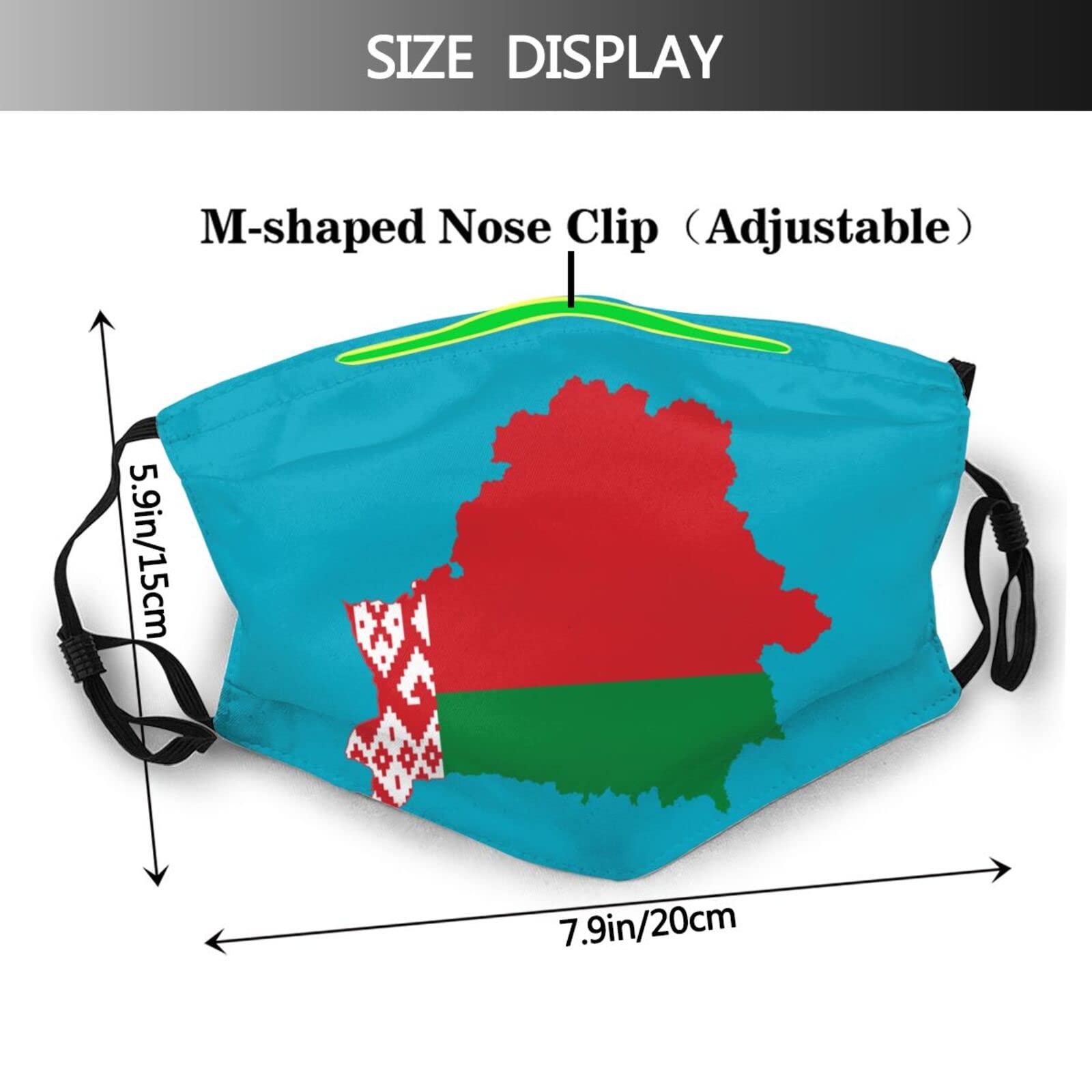Flag Map of Belarus Mask Protect Respiratory System Breathe with Peace of Mind Black