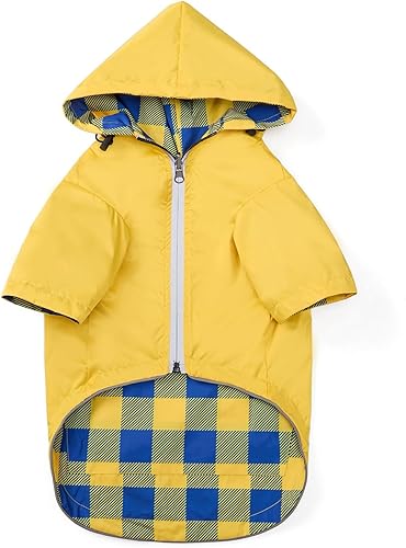 Impermeable para perro, chaqueta impermeable para cachorros, con patas y capucha para perros pequeños y medianos, poncho reversible con cremallera disponible en Yaxa Peru