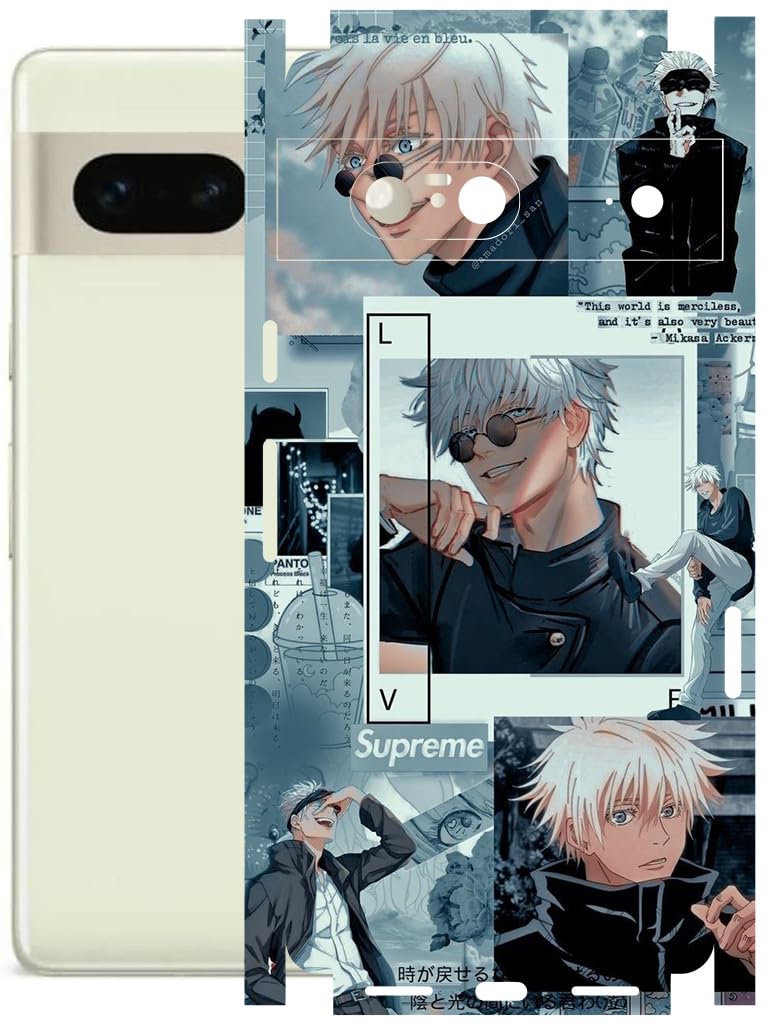 AtOdds Mobile Skin Sticker Wrap | Compatible for Google Pixel 7 (5G) | Scratchproof Matte Finish | Full Coverage for All Sides & Camera Protection (Gojo-Saturo)-image-49