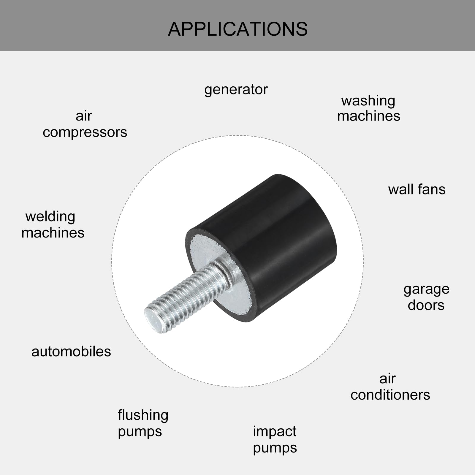 uxcell M8 Thread Rubber Mounts, Vibration Isolators, Cylindrical Shock Absorber with Studs 25 x 25mm 4pcs — Amazon image 5