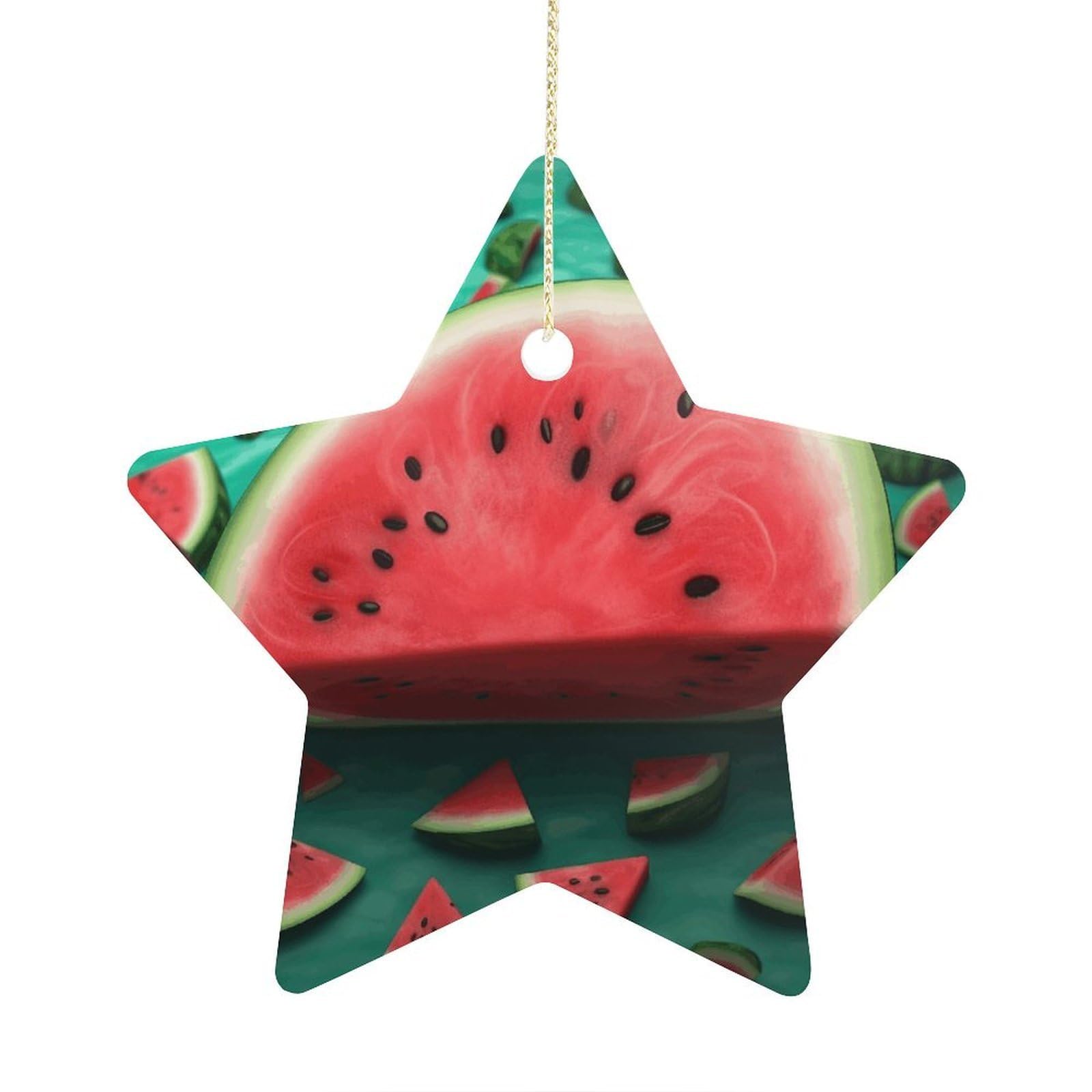 Fodpand Women's Style Dream Watermelon Ornament With String, Keepsake Hanging Decorations,Ceramic Ornaments For Men Indoor Home Holiday Party Gifts