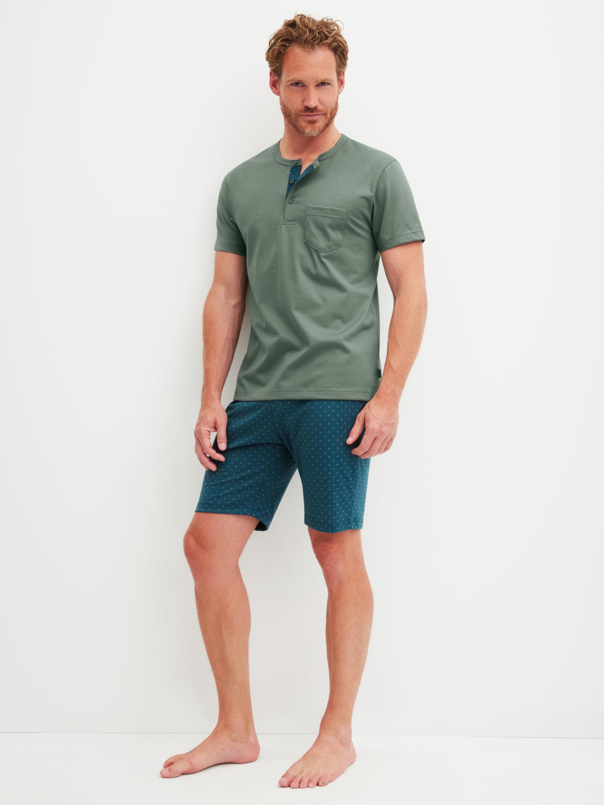 CALIDA Relax Imprint Kurz-Pyjama, Schlafanzug Herren, 100% Baumwolle, pflegeleicht, elastisch & formstabil, in Single Jersey
