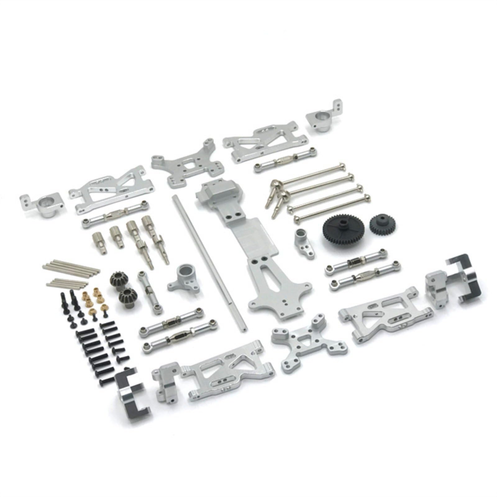 Componenti Industriali Set Sospensione RC Upgrade Metallo Completo Ricambi Cuscinetti Assi CVD Snodi Sterzo Ingranaggi Alberi, Argento