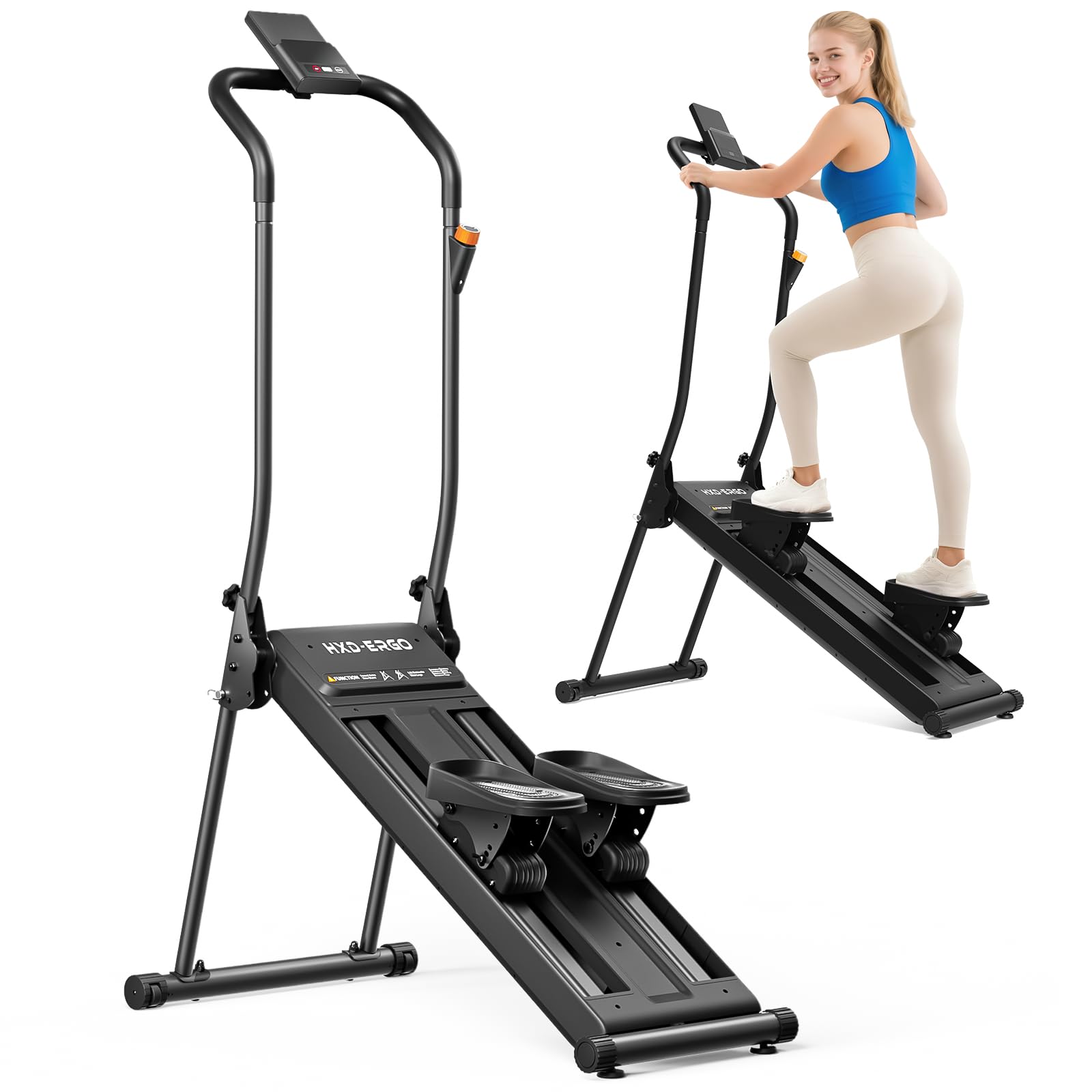 HXD-ERGO HXD-ERGO Stair Stepper for Home, 6-Level Magnetic Resistance Stepper Machine with Incline Modes & LCD Monitor, 330LBS Capacity Quiet Stair Climber, Steppers for Exercise at Home (Black)