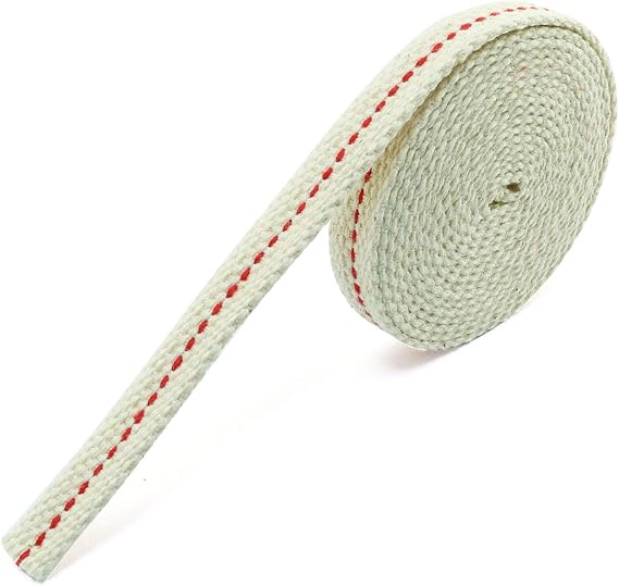 Tegg Cotton Lantern Wick 3/8 13ft Flat Cotton Oil Lamp Wick with Red Stitch
