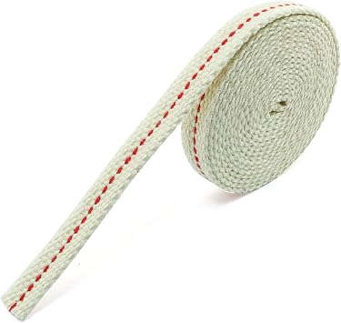 Tegg Cotton Lantern Wick 3/8 13ft Flat Cotton Oil Lamp Wick with Red Stitch
