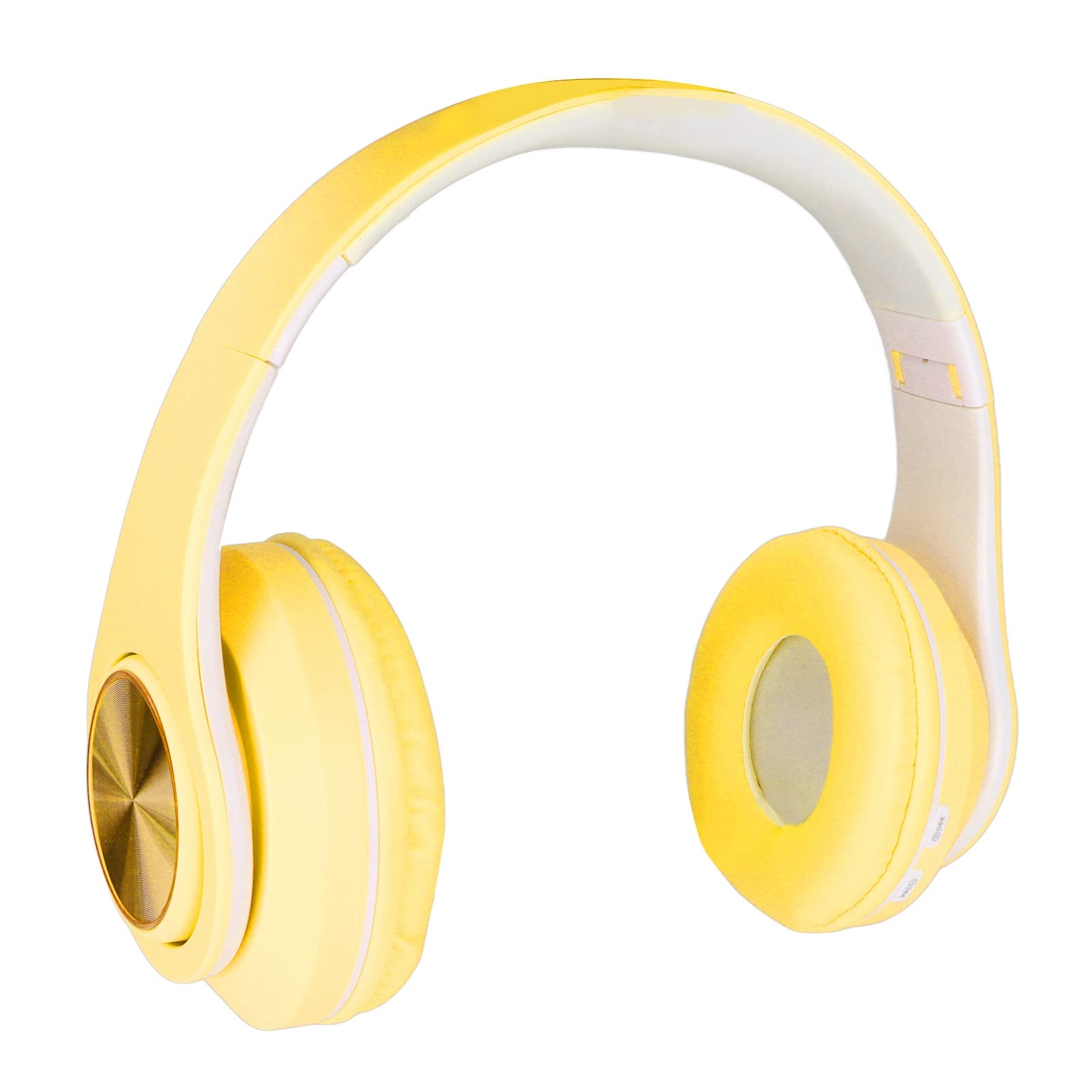 Cuffie Bluetooth Wireless Sopra L'orecchio con Altoparlanti da 40 Mm e Luci LED Colorate, Cuffie Leggere Pieghevoli con Microfono per PC, Cellulare, Laptop, Tablet (YELLOW)