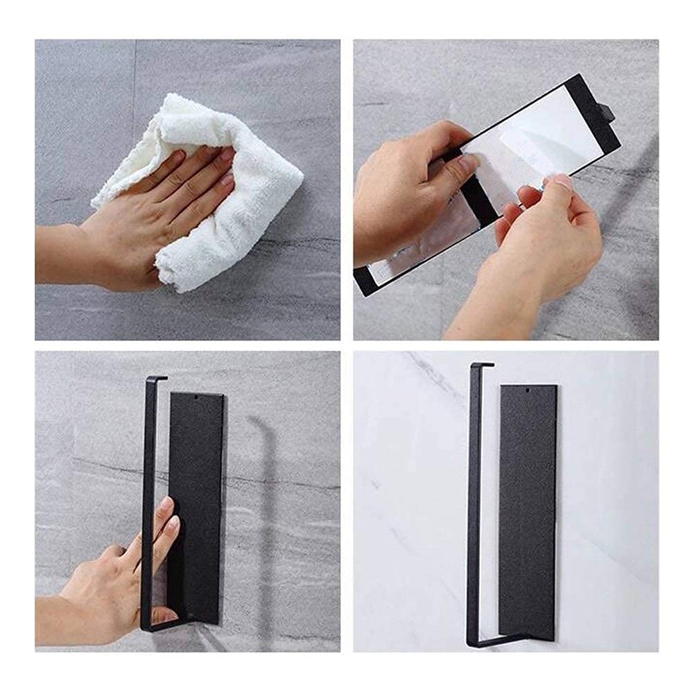 HLTYGWX Portarrollos para Papel higiénico, Estante para Almacenamiento de Toallas Autoadhesivo para Cocina, Colgador de pañuelos, Estante Colgante para gabinete/Negro