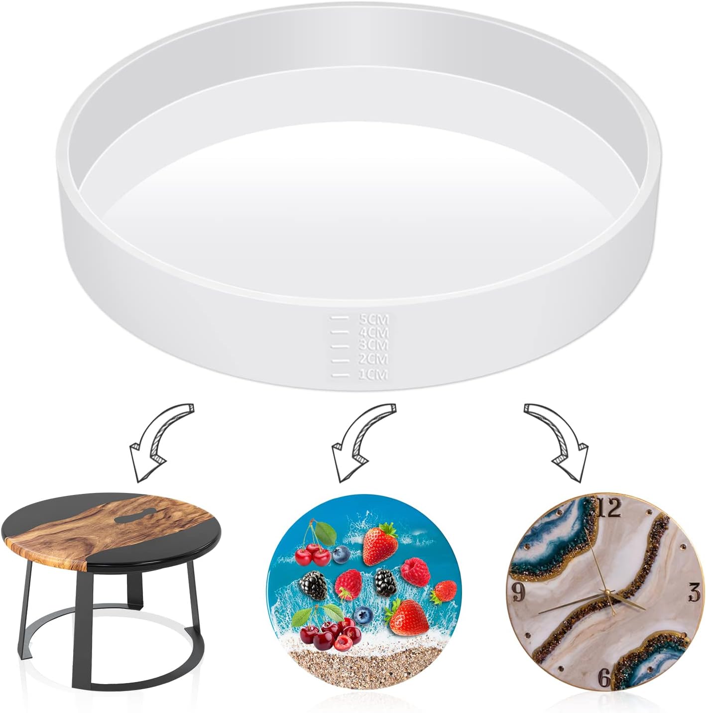 2-Piece Oval Resin Tray Mold Kit With 5 Droppers - 7x3.7 Inch Silicone Craft Molds