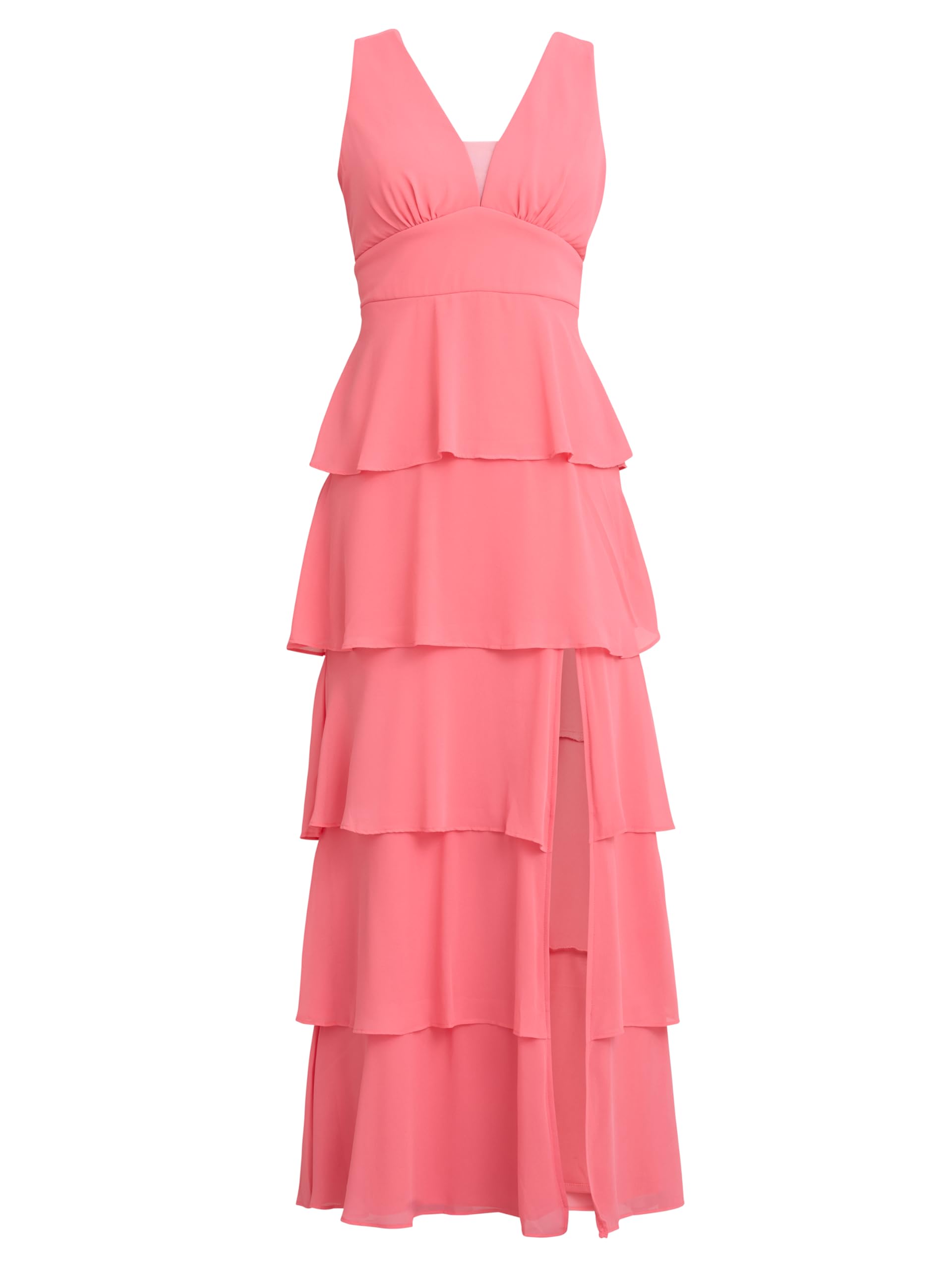 Gina Bacconi Women's Sleevless Tiered Maxi Dress Cocktail, Coral, 18