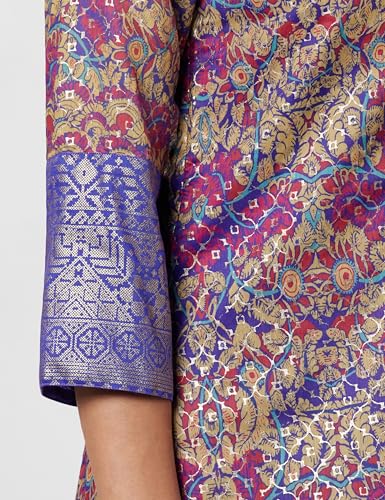 Image of BIBA Women Voile Straight Printed Kurta Slim Pant Suit Set