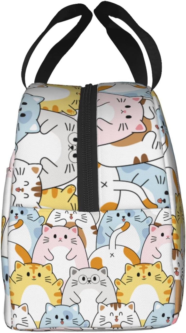 Cute Cat Kawaii Kitten Lunch Bag Insulated Lunch Box Reusable Lunchbox Waterproof Portable Lunch Tote For Women Men Girls Boys - Image 3