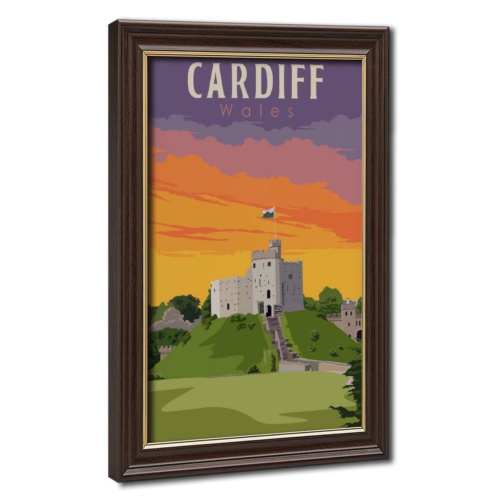 Bareronor Mokume Gane Frame-Style Cardiff Canvas Poster For Bedroom Decor Gift