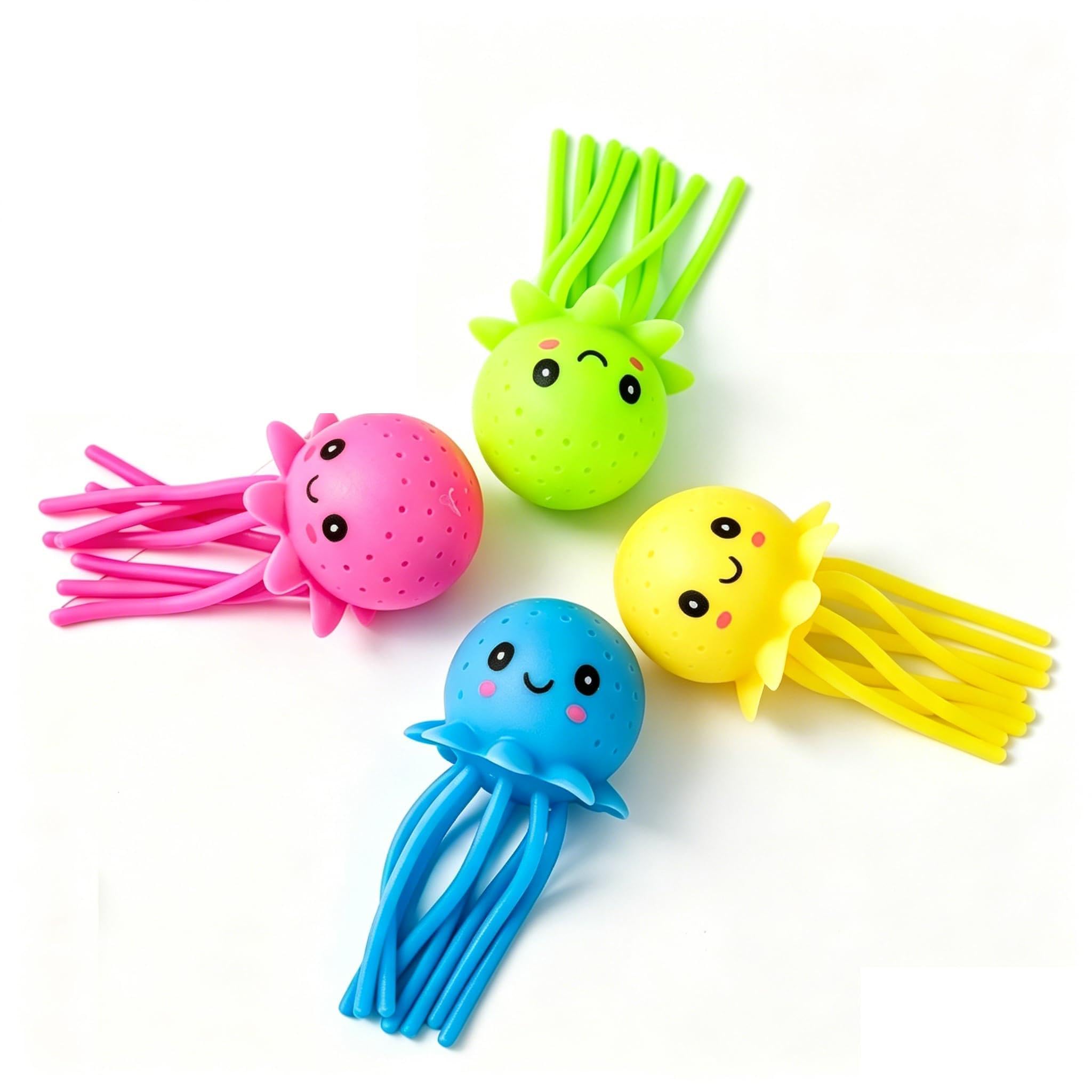4 Pcs Jellyfish Water Squirt Balls, Squeezable Stress Relief Fidget Pool Toy for Swimming Pool Games, Soft Splash Balls Quick Fill And Spray Feature Summer Water Game Toys for Girls and Boys Pool Part