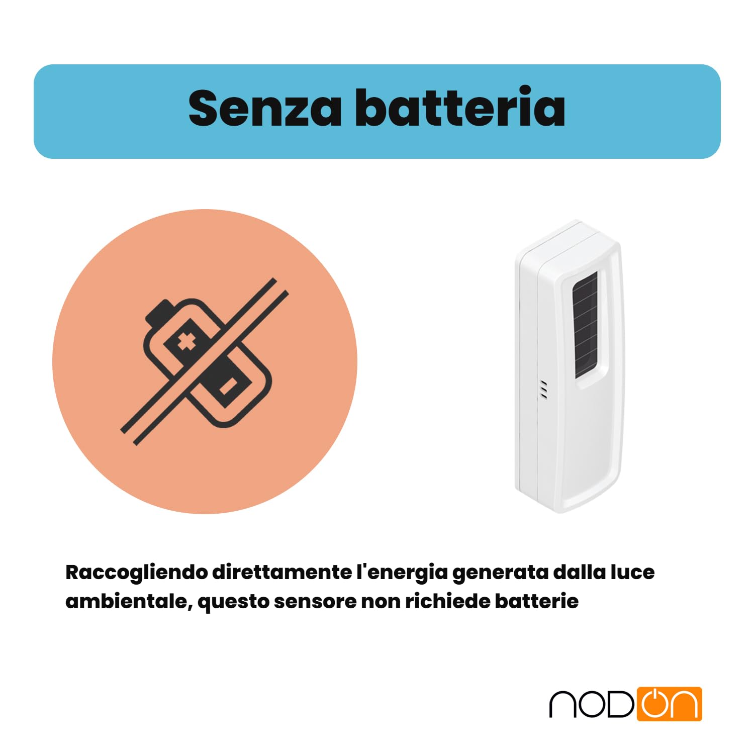 NodOn - EnOcean - Sensore di temperatura senza batterie, wireless, che non richiede manutenzione, facile da installare, discreto, con batteria opzionale, compatibile con Jeedom, eedomus e MyUbiwizz