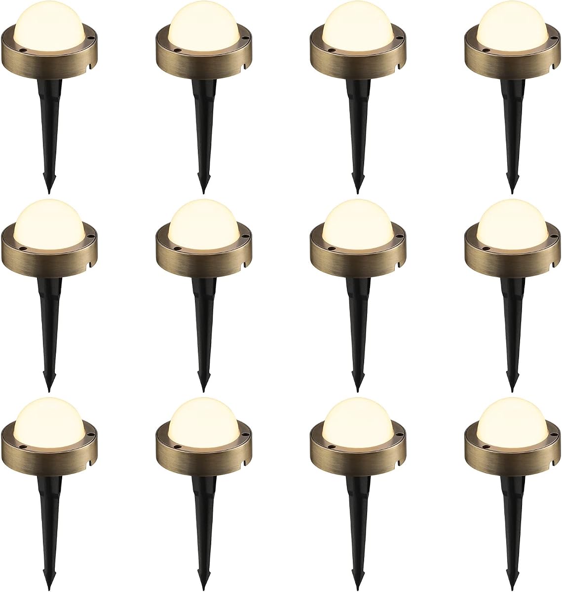 LEONLITE Paquete de 12 luces LED para caminos de bajo voltaje, 12 V-24 V, luces LED para pozos, paisaje, certificación UL, IP65 impermeable, aluminio, blanco suave 2700 K, aluminio fundido