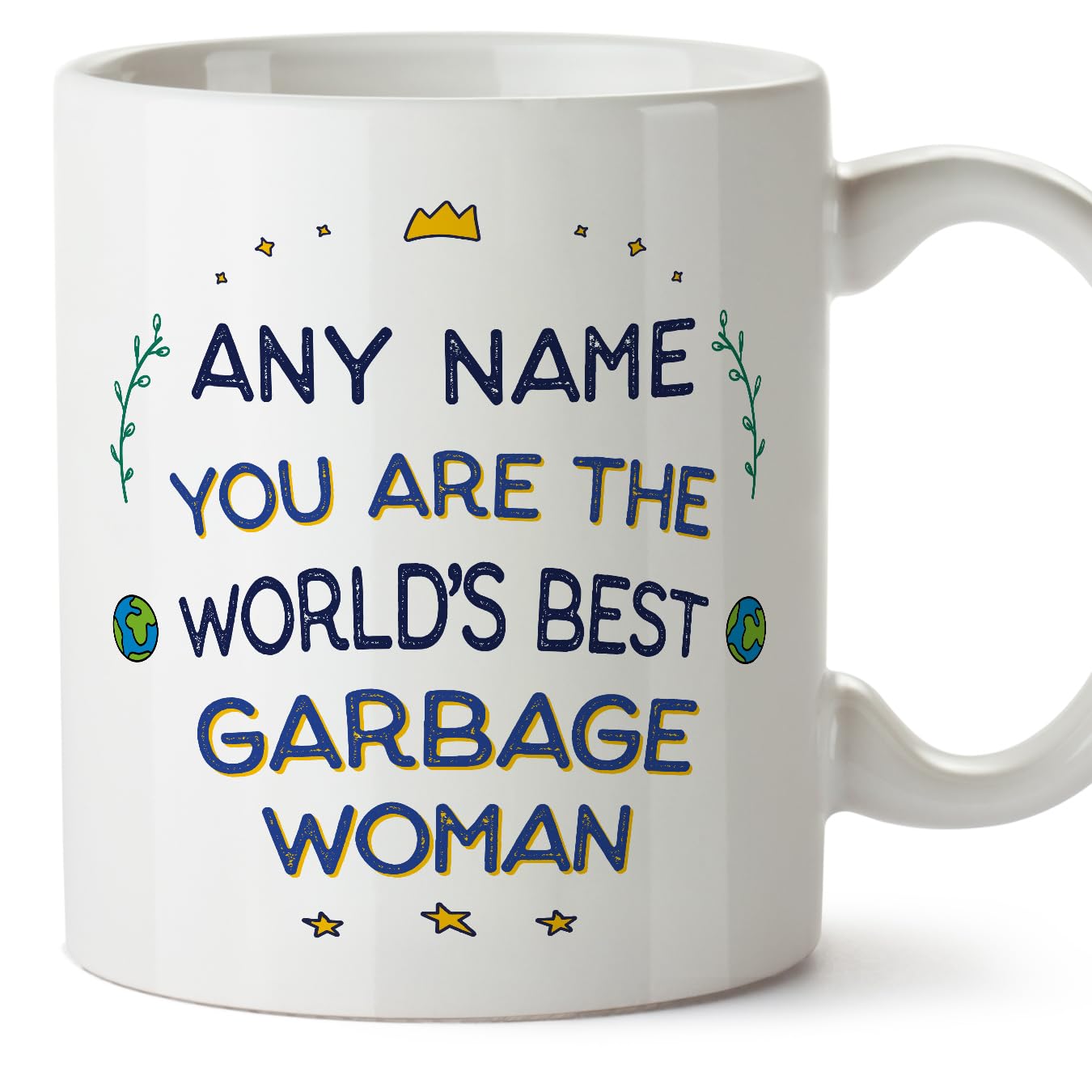 MUGFFINS Personalised Mug for Garbage Woman Woman - in English - World's Best - Funny Custom Gift for Colleagues - Ceramic 11oz Mug