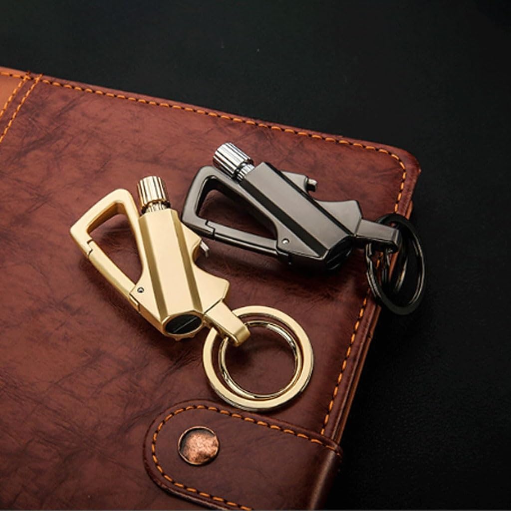 Kerosene Matches Lighter Keychain Outdoor, Reusable, Camping Mountaineering Hiking Tools(2pack Gold)