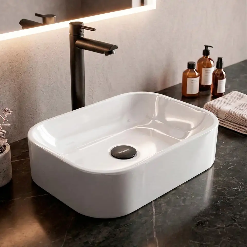 Cuba Pia De Apoio Sobrepor Retangular 37x27 Branca Para Banheiro Lavabo Beltempo BT-2010