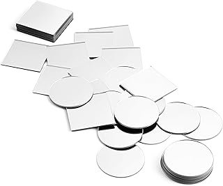 50 espejos pequeños de 2 pulgadas para manualidades, pequeños espejos decorativos redondos y cuadrados de acrílico con autoadhesivo en la parte posterior, mini espejo de pared para pared, mosaicos