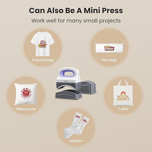 Miniatura 7 de EENOUR Máquina de prensa de sombreros, mini prensa de calor para tapas con 3 niveles de calefacción y apagado automático, tapa de mano fácil