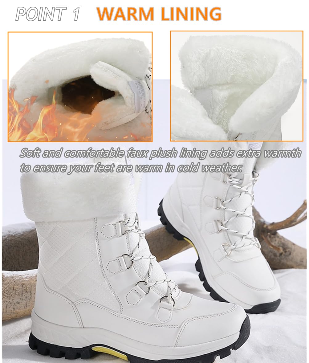 Botas de nieve para mujer con forro de piel botas de invierno impermeables botas de senderismo antideslizantes a media pantorrilla Zapatos Outdoor ligeras al aire libre