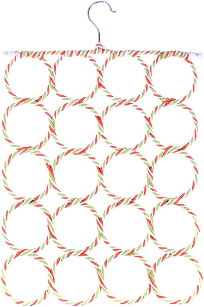 Paper Rattan Scarf Hanger 20 Ring Foldable Organizer for Wardrobe