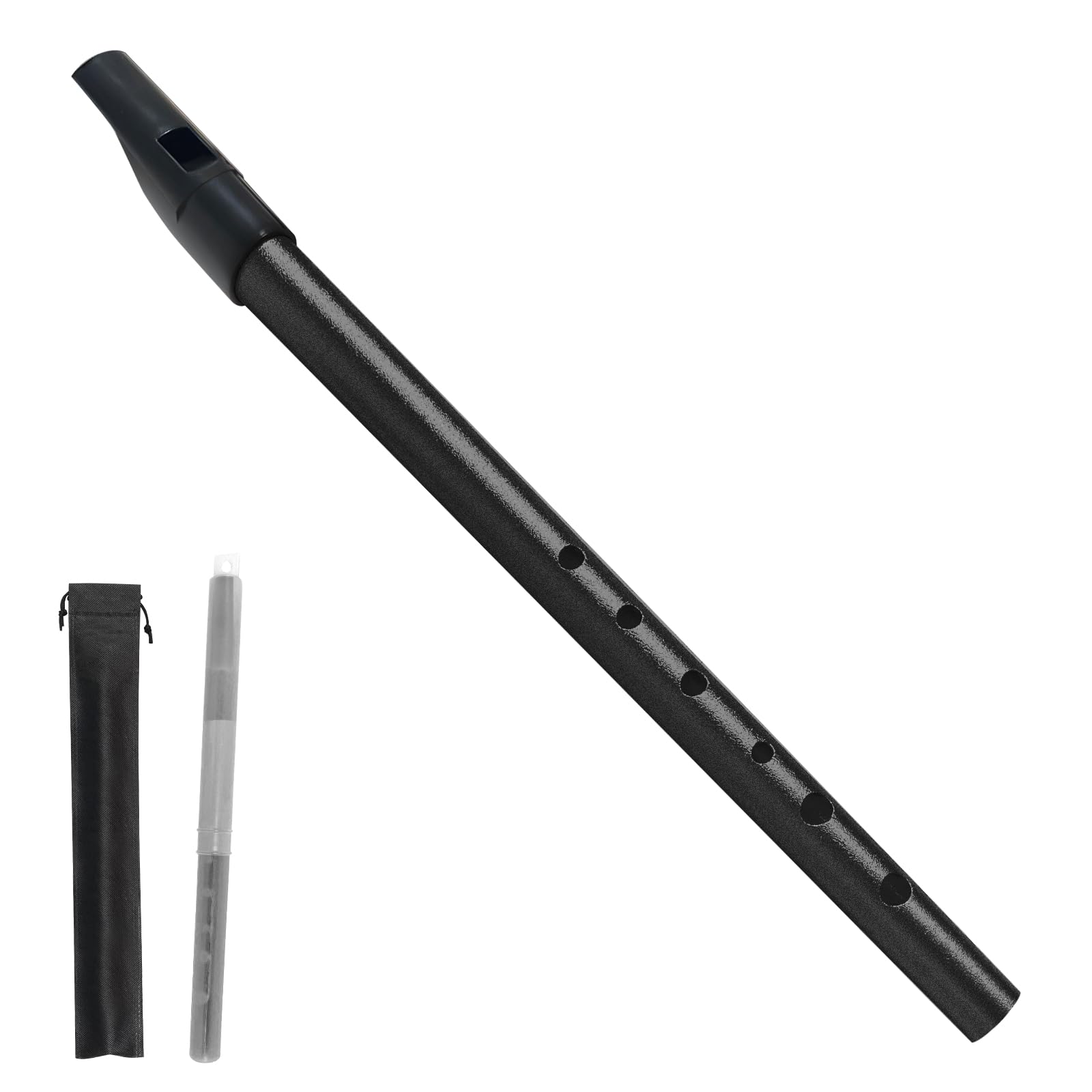 Sifflet Irlandais Aluminium, Tin Whistle Irlandais Traditionnel, Flûte à 6 Trous en Alliage d'Aluminium pour Débutants, Enfants et Écoliers, Son Excellent et Clair Facile à Jouer (Noir C)