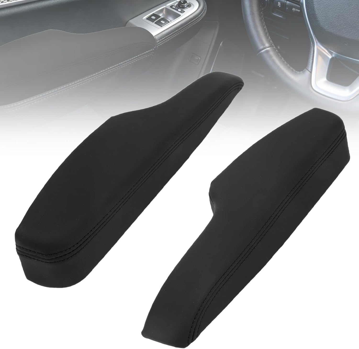 Front Door Armrest Trim Set for Dodge Charger & Chrysler 300 2011-2023, Left Driver Right Passenger Side Inner Door Armrest, Replaces 1WK37DX9AB 1WK36YSAAB,Black Leather Interior Cover