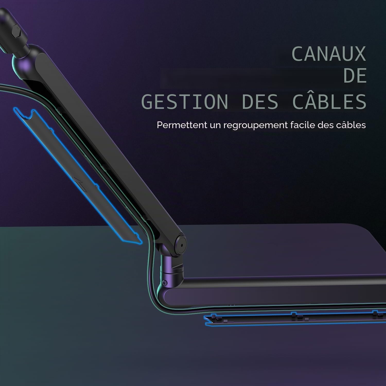 FIFINE BM88 Bras de microphone avec pince de fixation de bureau, adaptateur à vis, gestion des câbles, support de microphone à suspension pour microphone perche, pour podcast, streaming, studio de jeu