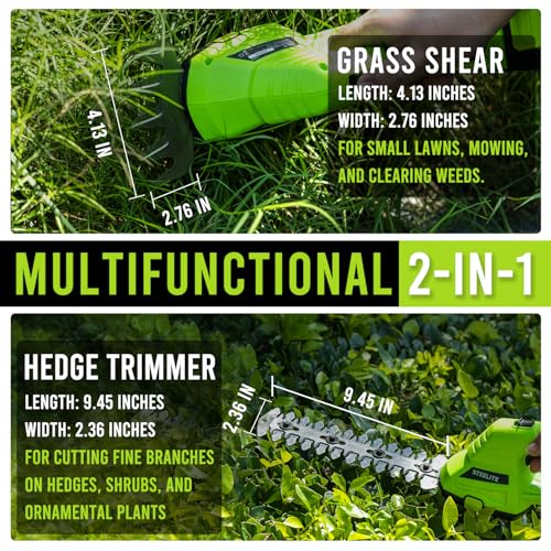 STEELITE Hedge Trimmer Cordless, 21V Handheld Shrub & Bush Trimmer Electric with 2.0Ah Battery, Fast Charger, Mini Grass Trimmer for Effortless Trimming - Thumbnail 2