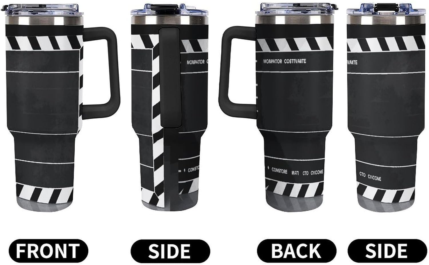 40 Oz Tumbler with Straw And Lid Classic Movie Clapboard Black Insulated Travel Coffee Mug Stainless Steel Water Bottle Vacuum Insulated Tumblers for Sport Work Car Travel Weekends