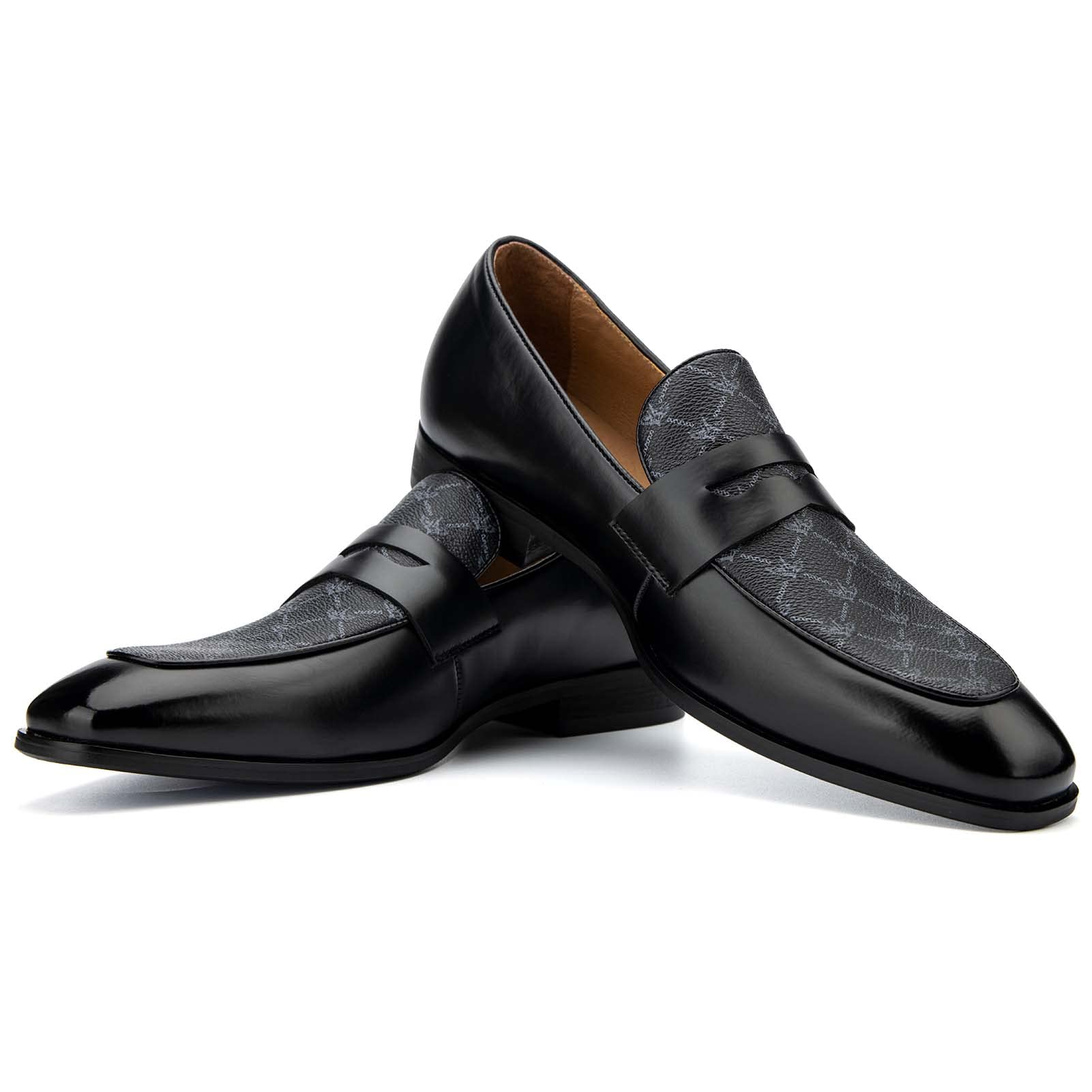 JITAI Men\'s Black03 Elegant Rubber & Leather Penny Loafers Casual Formal Shoes JITAI Mens Penny Loafers Dress Loafer Shoes for Men Jamaica  main image 2