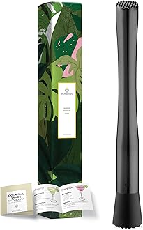 Homestia Double Heads Muddler for Cocktail, 10 Inch Stainless Steel Muddler Tools Durable Bar Accessories Tools for Cocktail Mojito Fruit Drinks Lemonade (Black)