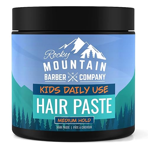 Rocky Mountain Barber Company Pasta para el cabello infantil para niños, sujeción media para todos los peinados, aroma cítrico, 4 onzas