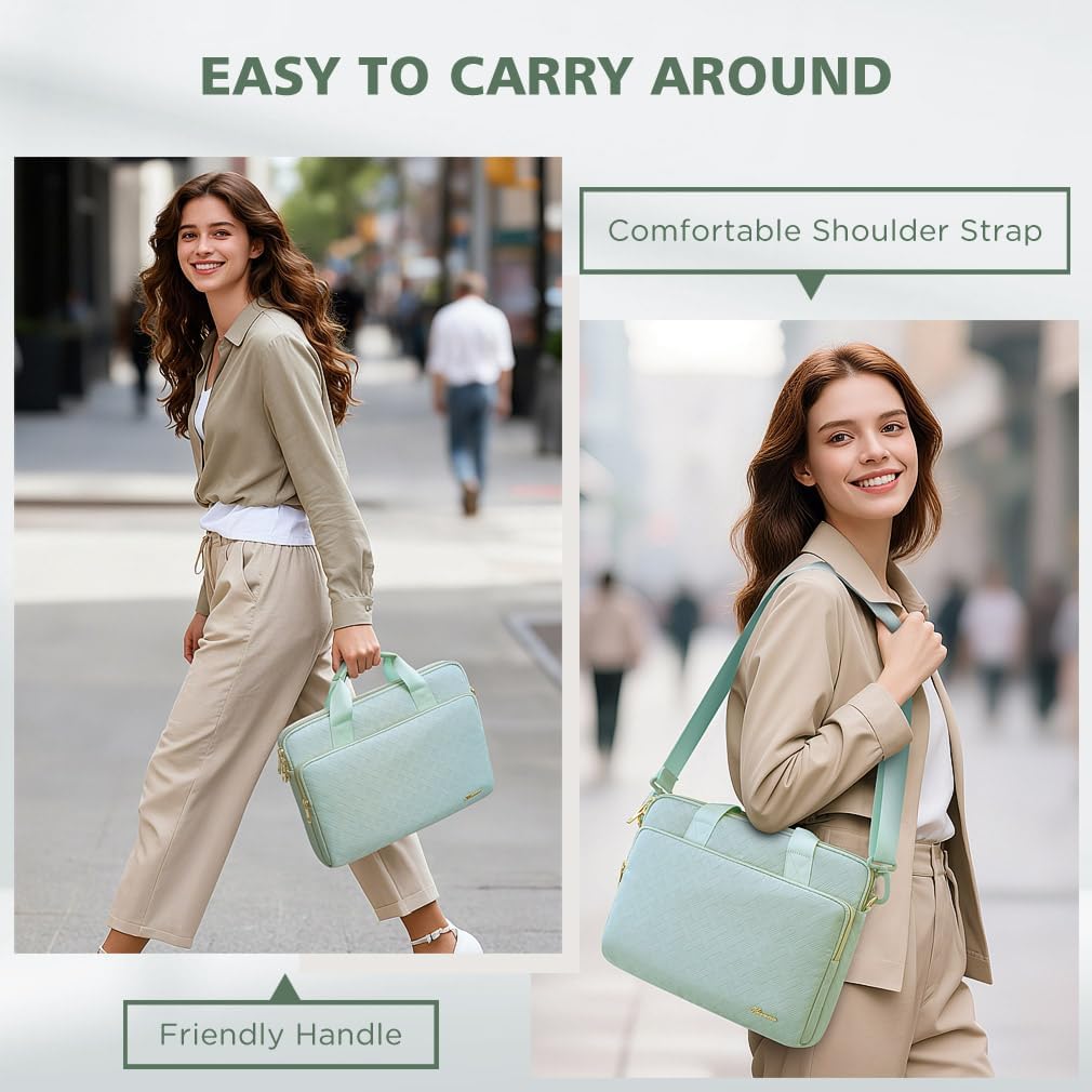 KIZUNA Laptop Sleeve Case 15.6 Inch Computer Shoulder Bag for for MacBook Air 15 M2/MacBook Pro M1 M2 Max/16 Lenovo Legion Slim 5i Gen 8/16" IdeaPad Slim 5/Gaming 3i/HP Envy x360 15/Dell XPS 15,Green - Image 6