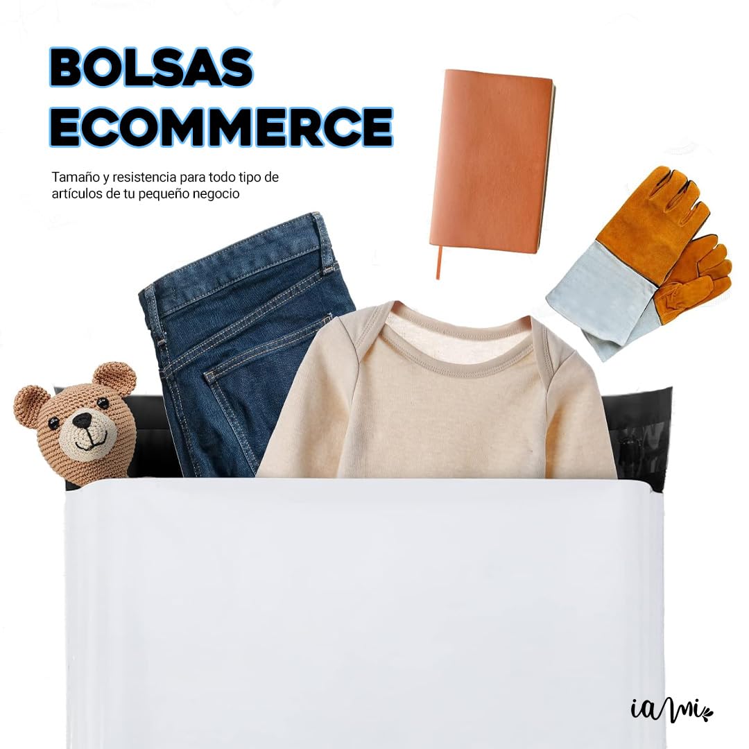 Bolsas Envio Ecommerce - 100 Bolsas 40x60 cms + 5 cms Cierre Autoadhesivo - Sobres Envio Vinted - Bolsas Envio Impermeables - UltraResistentes - Color Blanco