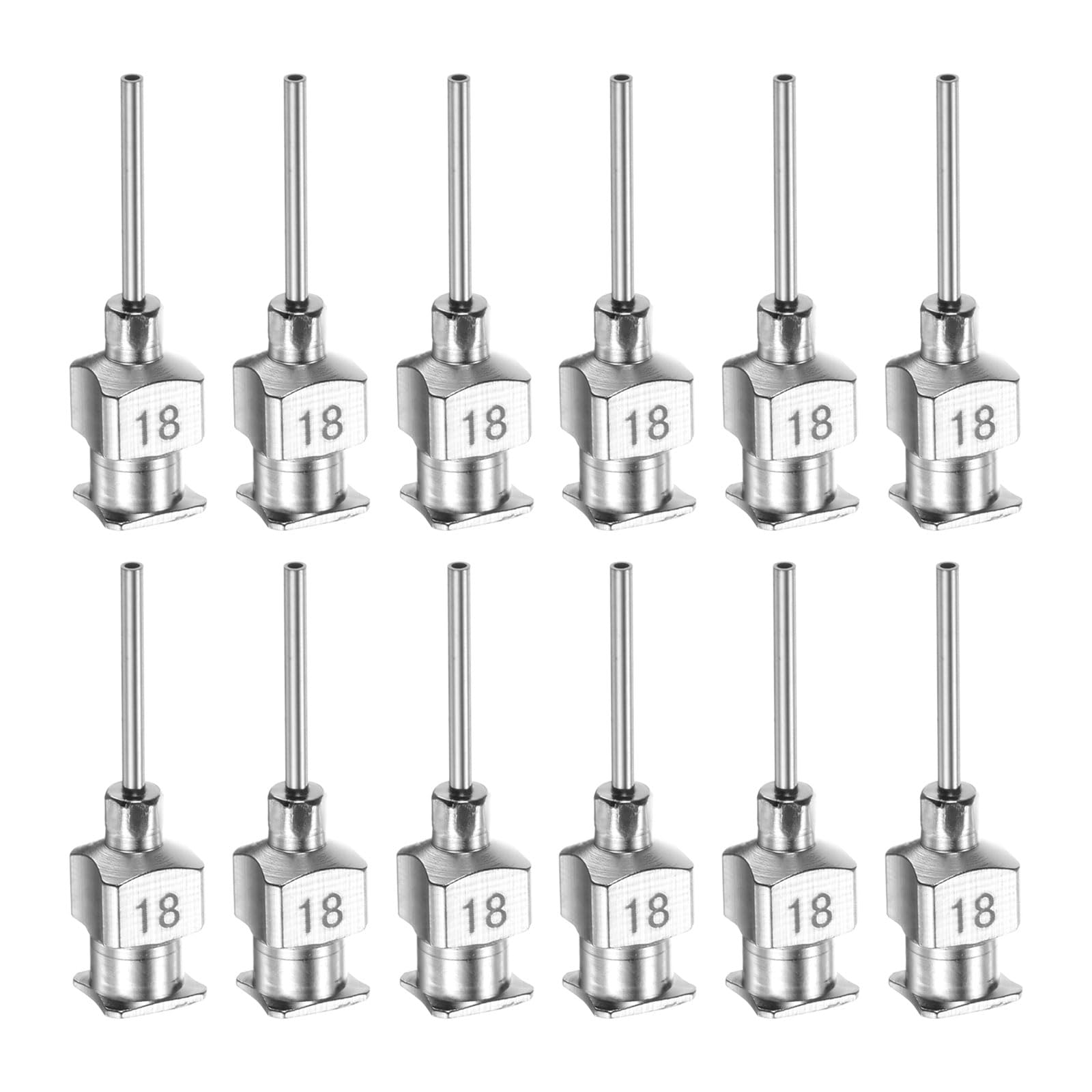 HARFINGTON 12pcs 18Gauge Stainless Steel Dispensing Needles, 1/2" All Metal Glue Needle Tube Blunt Tips Luer Lock for Thick Liquids, Ink, Glue, Lab Use