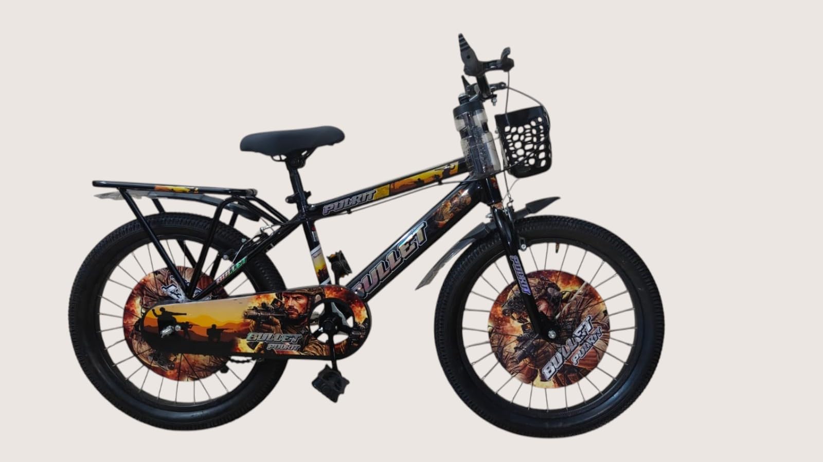 Pulkit Bullet Series 20-Inch Kids Bicycle, Steel Frame, for Ages 7-10 Years, with Front Basket, Rear Carrier & Kickstand-image-35