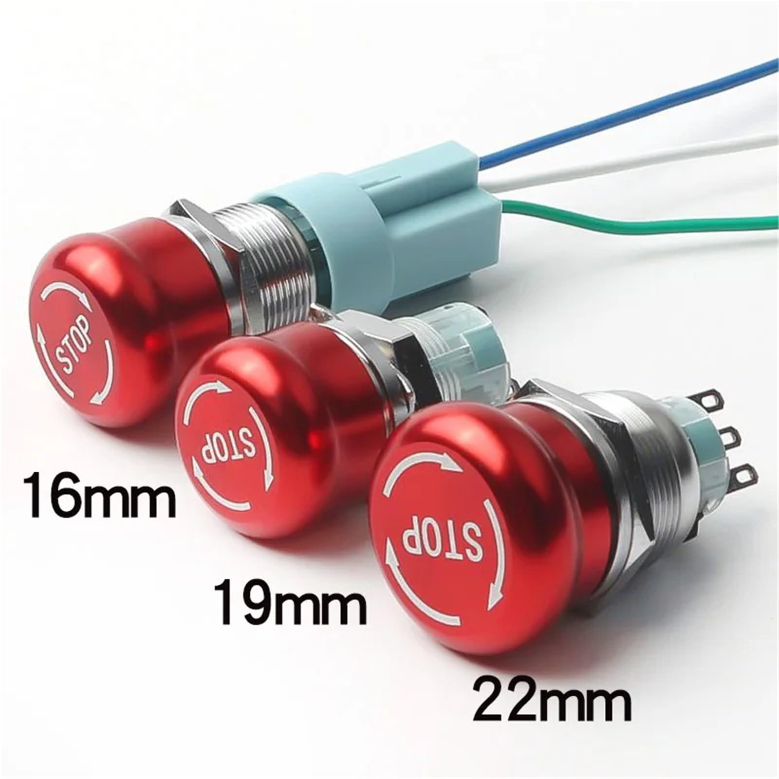 Bouton d'arrêt d'urgence en métal, 16mm, 19mm, 22mm, interrupteur, étanche, autobloquant, 3 broches, 6 broches, tête de champignon(STOP Style,16mm,1NO1NC)