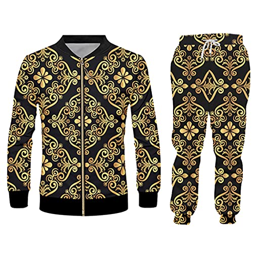 Survêtement Harajuku homme haut de gamme avec sweat à capuche et finitions dorées
