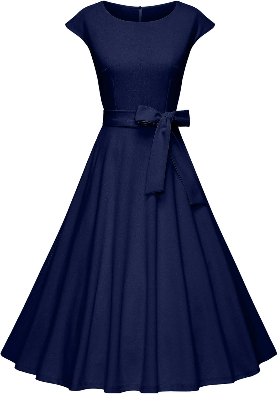 Women’s Casual 1950s Dresses for Women Vintage Cap Sleeves Modest Cocktail Party Swing Prom Dress with Pockets