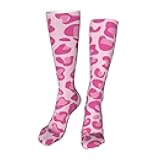 Kkaingg Socks,Pink Leopard Print Socks for Women Mens Running Socks Soft Warm Long Socks Compression Socks Hiking Socks 20in