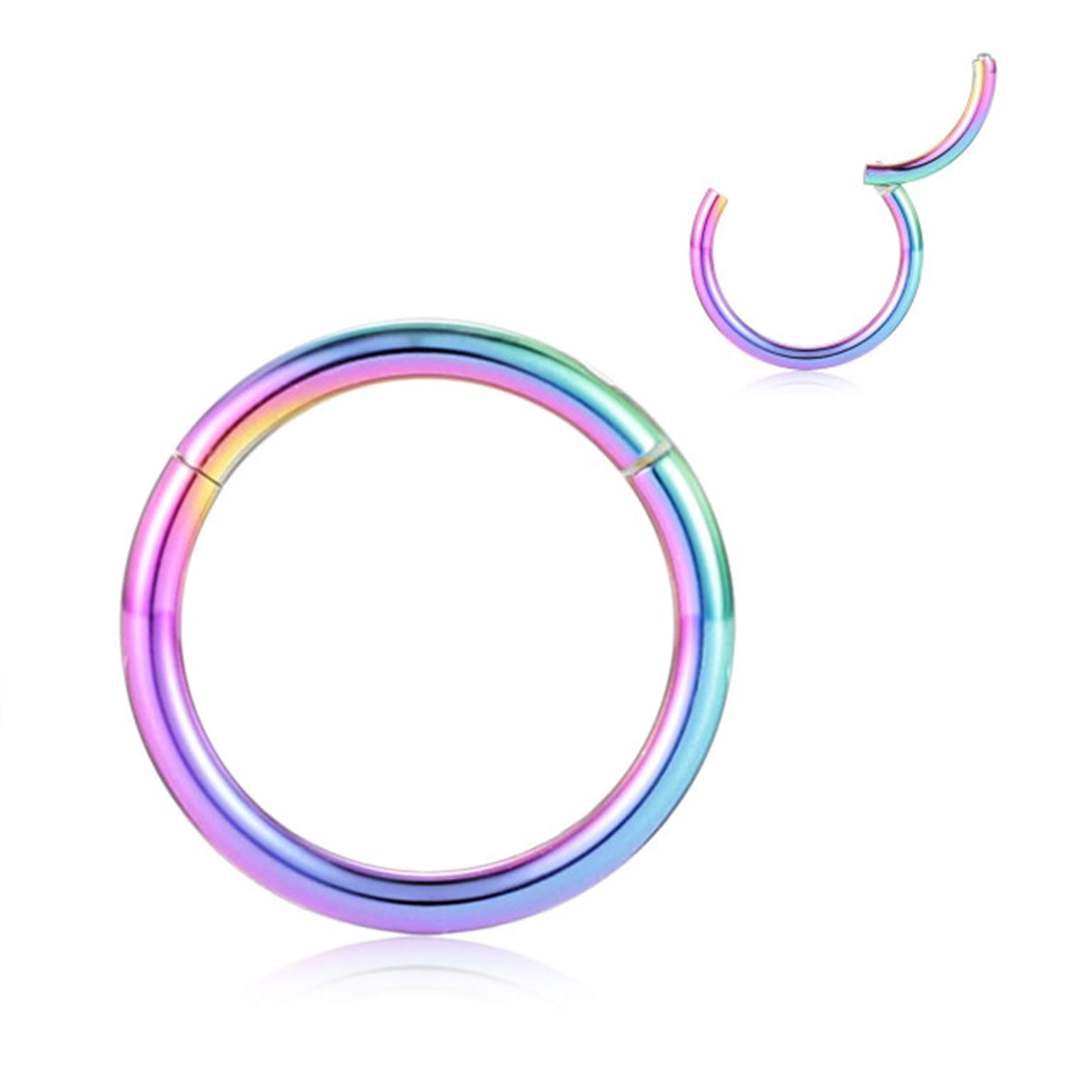 AROWRO 316L Surgical Steel Hinged Nose Rings Hoop 20G 18G 16G 14G 12G 10G 8G 6G 4G Seamless Piercing Rings for Nose Septum Cartilage Helix Tragus Conch Rook Daith Lobe Diameter 6mm to 14mm — view 13
